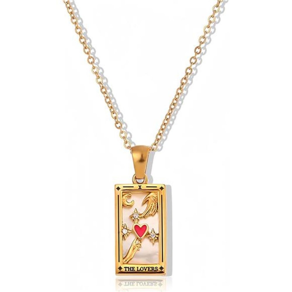 Tarot Card Necklace 18k Gold Plated Tarot Cards Pendant Necklace Vintage